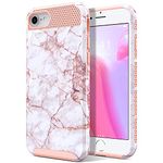 ULAK iPhone 7 Case Girls, Phone Case iPhone 7 Hybrid Dual Layer Scratch Resistant Hard Back Cover Shockproof TPU Bumper Protective Case Cover for Apple iPhone 7 4.7 inch (Pink Marble)