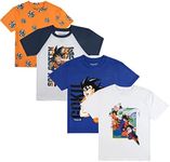 Dragon Ball Z Characters Crew Neck Short Sleeve 4pk Boy's Tees-Medium Multicolored