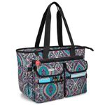 LoDrid Teacher Tote Bag with Bottom Pad, with Separated Storage Laptop Layer (up to 15.6 Inch), Teacher Bags and Totes for Women, Teacher Utility Bag with Large Compartment, Totem(Patented Design)