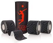 FlexU Kinesiology Tape, Black 3 Roll Pack - Ultra-Thin Rayon, Latex-Free, Hypoallergenic Professional Therapeutic Tape to Alleviate Pain, Reduce Swelling, and Promote Faster Recovery (black)