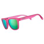 goodr Flamingos On A Booze Cruise Polarized Sunglasses for Men & Women, Pink Translucent Frames with Teal Reflective Lens, UV400 Protection, No Slip