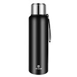 Insulated Vacuum Thermo Bottle 50oz with Cup lid Leakproof Stainless Water Flask for Coffee hot and Cold Drink.(Black,1500ml)