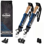 Equipeak Nordic Walking Poles for Women & Men - Aluminum Foldable Hiking Poles with Cork & Eva Handle Grip for Balance Support, Collapsible Walking Sticks for Travel, Adjustable Folding Trekking Pole