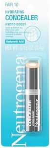 Neutrogena Hydro Boost Hydrating Concealer Stick for Dry Skin, Oil-Free, Lightweight, Non-Greasy and Non-Comedogenic Cover-Up Makeup with Hyaluronic Acid, 10/Fair, 0.12 Oz