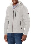 Tommy Hilfiger Men's Midweight Sherpa Lined Hooded Water Resistant Puffer Jacket, Ice Tech, M