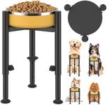 KAZITOO Elevated Raised Dog Bowl Stand, 4 Adjustable Heights 6-10" Wide Single Raised Dogs Food Water Bowls Holder Upgrade Metal Dog Feeder with Tray for Large Medium Small Dogs(excluding bowl)