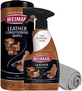 Weiman Leather Cleaner & Conditioner Care Kit | Restores Leather Surfaces | Ultra Violet Protectants Help Prevent Cracking or Fading of Leather Furniture, Car Seats, Shoes