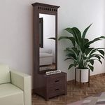 Ganpati Arts Solid Sheesham Wood Armania Dressing Table with 2 Drawer and 1 Door Storage for Living Room Bedroom Wooden Vanities for Home Solid Wood Bedroom Furniture (Walnut Finish) 1 Year Warranty