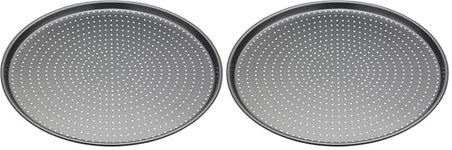 MasterClass Crusty Bake Non-Stick Pizza Crisper, 32cm, Grey (Pack of 2)