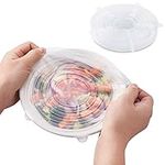 Silicone Stretch Lids, 6-Pack Various Sizes Cover for Bowl Reusable, Durable & Expandable to Fit Many Container Sizes & Shapes. Superior for Keeping Food Fresh(Clear)