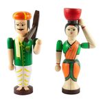 CHANNAPATNA TOYS Wooden Farmer Couple Dolls Toys for Kids (3 Years+) 8 inch Multi Color- Set of 2 pcs - Learning The Professions