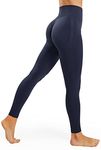 JOYSPELS Gym Leggings for Women Seamless Butt Lifting Leggings High Waist Tummy Control Yoga Pants Workout Ruched Bums Leggings UK Navy Blue XS