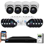 GW Security 4K NVR H.265 Security Camera System, Built-in Microphone Weatherproof HD 2160P 4K IP PoE, QR Code Connection, Bullet & Dome Camera System, 16 Camera System