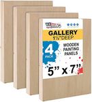 U.S. Art Supply 5" x 7" Birch Wood Paint Pouring Panel Boards, Gallery 1-1/2" Deep Cradle (Pack of 4) - Artist Depth Wooden Wall Canvases - Painting Mixed-Media Craft, Acrylic, Oil, Encaustic