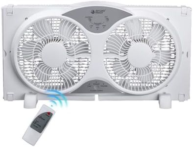 BEYOND BREEZE 9" Blades Twin Window Fan, 3-Speed 3-Function Expandable Dual Window Fan with Reversible Airflow Blades and Remote Control for Kitchen, Home, Bathroom, Width Adjustable