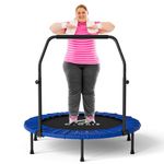 CLORIS 40''/48'' Foldable Fitness Trampoline - Max Load 400lbs / 450lbs, Rebounder with Adjustable Foam Handle Indoor/Outdoor Fitness Body Exercise (40'' Blue)