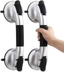 TAILI Grab Bars for Bathtubs and Showers,2 Pack Shower Handles for Elderly Suction,Maximum 330lbs,Shower Grab Bar with Upgraded Rubber Suction Cups, Safety Grip for Senior, No Drilling Removable,Black