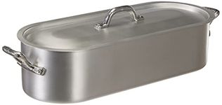 Pentole Agnelli Family Cooking Aluminium Fish-Kettle with Opaque Finish, Diameter 35 Cm, Silver