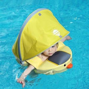 AIRINTIN Mambobaby Flotteur de piscine pour bébé non gonflable avec auvent pour 8 à 36 mois pour bouée de natation pour bébé (flotteur avec auvent)