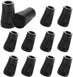 12 Pcs Walking Stick Rubber Tips, Trekking Pole Tips Replacement Protectors, 11mm Hole Diameter Rubber Tips for Walking Sticks Hiking Trekking Poles (Black)