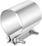 EVIL ENERGY 3.5 Inch Exhaust Clamp, 3 1/2" Butt Joint Band Clamp Sleeve Coupler Stainless Steel for Pipes, Mufflers, Catalytic Converters 4PCS