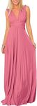 Womens Sexy Convertible Multi Way Wrap Transformer Solid Cocktail Off Shoulder Wedding Bridesmaid Evening Long Maxi Dress Floor Length Bandage Pageant Prom Ball Gowns, Dusty Pink, M