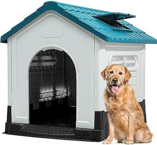 YITAHOME 41.3'' Folding Large Dog House Outdoor Plastic Doghouse with Adjustable Skylight and Elevated Base Water Resistant Pet House for Small, Medium, and Large Dogs (41.3''L*34.6''W*39''H)