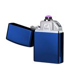 Electric Triple Arc Lighter Plasma Lighter Rechargeable Lighter Portable Electronic Lighter Windproof Flameless Lighter with Upgraded High Power Battery for Candle, BBQ(Blue)