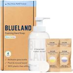 BLUELAND Hand Soap Starter Set - 1 Refillable Glass Foaming Hand Soap Container + 4 Tablets Refills, Variety Scents, Eco-Friendly Products & Cleaning Supplies,4 x 9 Fl oz Bottles (36 Fl oz Total)