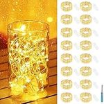 16 Pack LED Fairy Lights Battery Operated, 2M/7FT 20LED Small String Lights Battery Powered Waterproof Mini Silver Wire Fairy Lights Indoor Outdoor for Jars Bedroom Christmas Wedding Party-Warm White