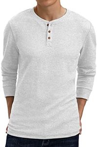 BINGHUODAO Men's Long Sleeve Waffle Henley Casual Henley Shirts for Men(Silver Gray,Small)