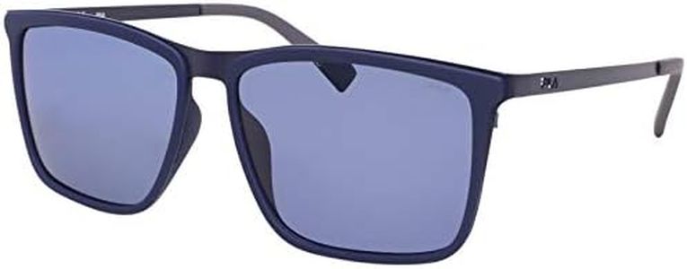 Fila SF8495 1AQZ Occhiali da sole da uomo blu/blu polarizzati quadrati 57 mm, blu, lente-57 Bridge-14 B-44 ED-64 Temple-145, Blu, Lens-57 Bridge-14 B-44 ED-64 Temple-145