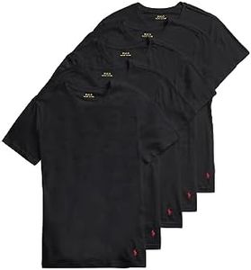 POLO RALPH LAUREN Slim Fit Undershirt w/Wicking 5-Pack Crews, Polo Black/Rl2000 Red Pony Player, Small