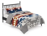 Pendleton Explorer Queen Quilt Bedding Set with 2 Shams Luxury Cotton Bedding, Lightweight Quilted Bedspreads, Coverlet for Bed, Aztec & Western Quilt, Machine Washable, Full/Queen, Blue Grey Multi