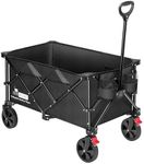 VIVOHOME 200L Collapsible Wagon 136kg Heavy Duty Folding Utility Garden Cart Foldable Beach Wagons Large Capacity for Camping Picnic - Black