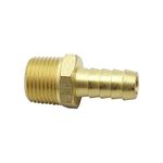 HongBoW Hardware 5 Pcs Brass Hose Fitting,Connector,Hose Barbed Adapter 3/8" Barb x 3/8" NPT Male Pipe(Thread O.D: 0.675")