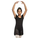 IKAANYA Girls Flutter Sleeves Leotard Dress - Ideal for Ballet, Dance, Performance, Stage wear, Party, Dress up Ages (3-12) (Black, 8-9 Years)