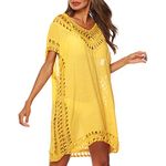 KameyouForever Women's Swims Cover-Ups Beachwear Women One Piece Sarongs Sexy Hollow Out Beach Dresses Swimwear Bikini Swimsuit Bathing Suit (One Size,A Yellow)