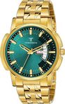 TIMEWORKS Designer Golden Round Shape Day & Date Dial Men's & Boy's Watch 417YYM16