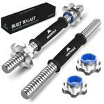 Amonax Cast Iron Dumbbell Bar, 16 Inches Weight Bar Dumbbell Handle with 4 Metal Dumbbell Spinlock Collars, Dumbbell Bars Pair for Standard 1" Weight Plates, Gym Equipment for Home Weights