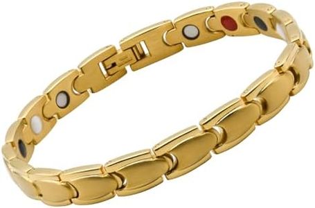 Men's magnetic bracelet, Men's Titanium Steel Strong Magnetic Bracelet, Men's Sports Bracelet, Modern and Simple Style, Suitable for Daily Commuting Wear, Comes With an Adjustable Size Tool, It is a Popular Men's Bracelet. (Gold Magnetic Bracelet)