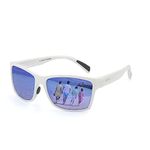 Floating Polarized Fishing Sunglasses for Men Surfing Kayaking UV Protection Unsinkable Water Sport Sun Glasses, White Casual Frame Blue Revo Lens