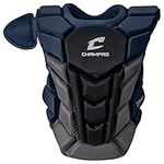 CHAMPRO Optimus Pro Plus Ergonomic Baseball Catcher’s Chest Protector for Commotio Cordis with Removeable Shoulder Cap, 16.5", Navy Blue