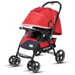 BUMTUM Premium Baby Stroller/Pram for 6 to 36 Months, Adjustable backrest, 360°Swivel Wheel, Large Storage Basket, Reversible Handlebar for Toddler & Kids(Red)