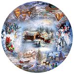 Springbok's 500 Piece Round Jigsaw Puzzle Winter Wonderland - Unique Cut Pieces