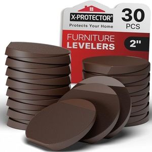 X-Protector Furniture Levelers - 30 PCS 2" - Brown Rubber Shims for Leveling - Multi-Purpose Furniture Leveling Feet to Prevent Furniture from Wobbling - Good for All Kinds of Furniture!