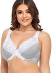 Ayigedu UK Ladies Super Plus Size Full Coverage Bra Non Padded Underwire Minimizer Bras 50-D-1 Grey