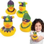 Fun Express Mardi Gras Duckies - Bulk Set of 12 Rubber Ducks - Parade and Party Favor Supplies and Handout Toys
