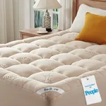 BEDLORE California King Mattress Topper Viscose Derived from Bamboo, Thick Pillow Top Mattress Pad with Stretchable Pockets for 6"-18" Mattress, Soft Mattress Topper for Back Pain Relief(Beige)