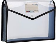 FEDUS Document Holder Envelope Folder,File Storage Bag with Snap Button Transparent Plastic File for documents File Holder/Document Folder for Certificates Legal Documents Organizers,Pack 1 Black